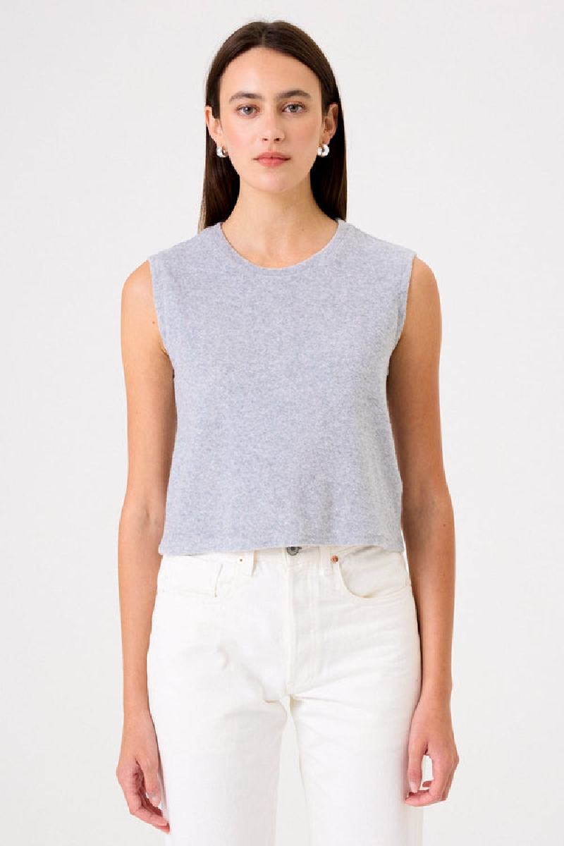 Goldie - Terry Sleeveless  Crop Tee - GRAYHEAT