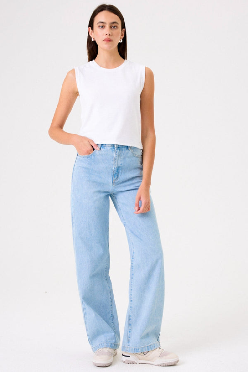 Goldie - Terry Sleeveless  Crop Tee - WHITE