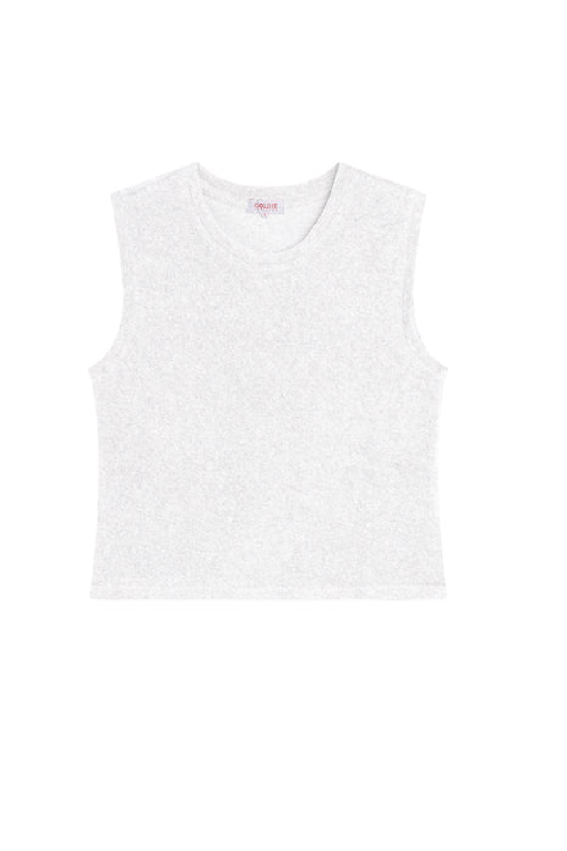 Goldie - Terry Sleeveless  Crop Tee - WHITE