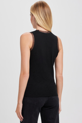 Goldie - Tulle Trim Tank Top  - BLACK