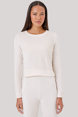 Goldie - Velour Crop Sweatshirt - WHTSAND