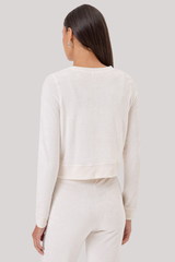 Goldie - Velour Crop Sweatshirt - WHTSAND