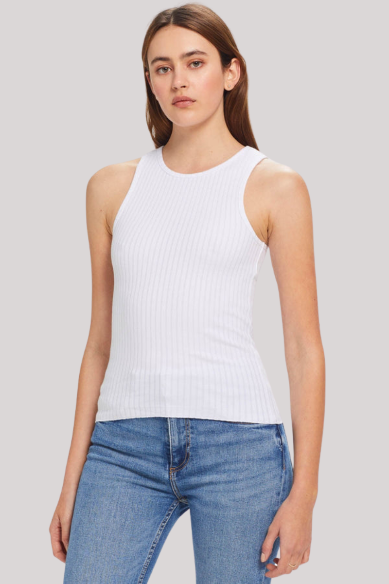 Goldie - Wide Rib Crew Tank - WHITE
