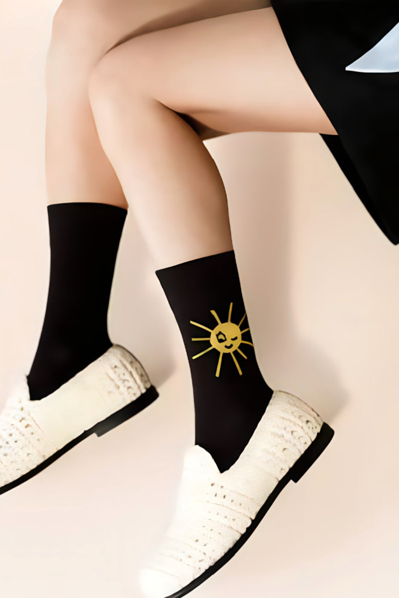 Hansel From Basel - Sunny Days Crew Socks - BLACK