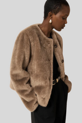 Hartford - Vigo Faux Fur Jacket - TAUPE