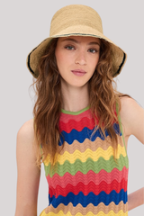 Hat Attack - Stripe Modern Crochet Bucket Hat - NATBLACK