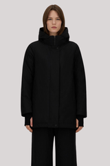Herno - Hooded A-Shape Jacket 2-Layer Windstopper - BLACK