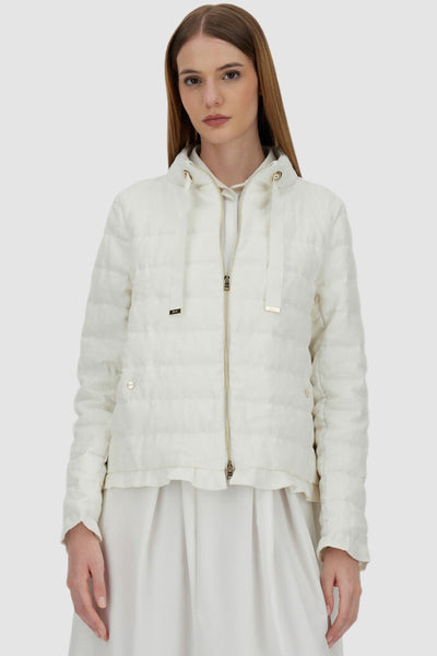 ◆正規品◆HERNO グリッター リネン 白 夏にぴったり ジャケット Herno-Linen-Ruffle-Down-