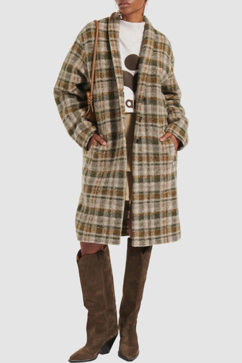 Isabel Marant Étoile - Gabriel Checked Wool-blend Overcoat - KHAKECRU