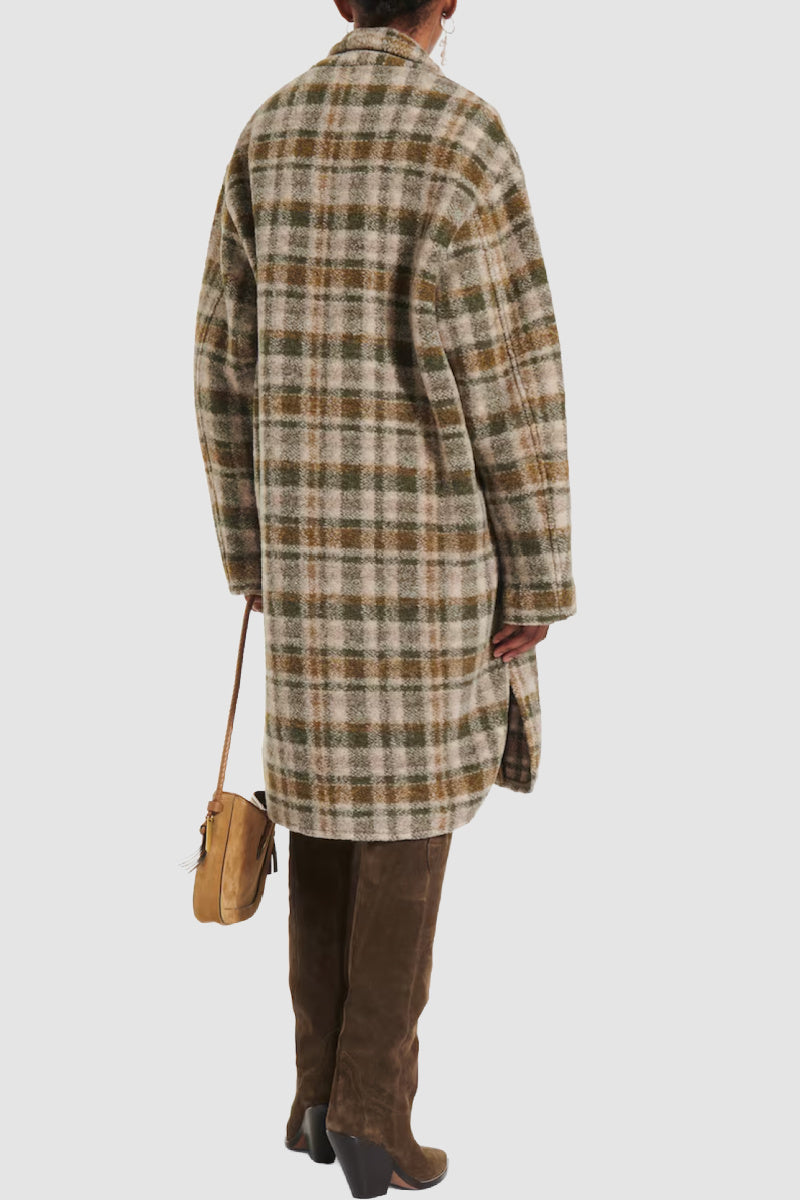 Isabel Marant Étoile - Gabriel Checked Wool-blend Overcoat - KHAKECRU