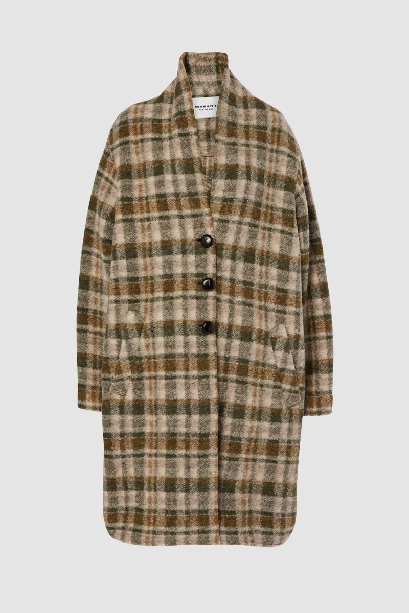 Isabel Marant Étoile - Gabriel Checked Wool-blend Overcoat - KHAKECRU