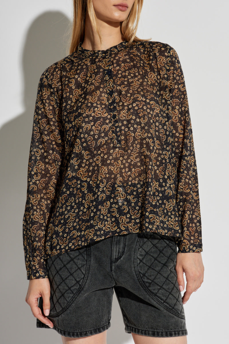 Isabel Marant Étoile - Maria Abstract Cotton Shirt - BLCKOCHR