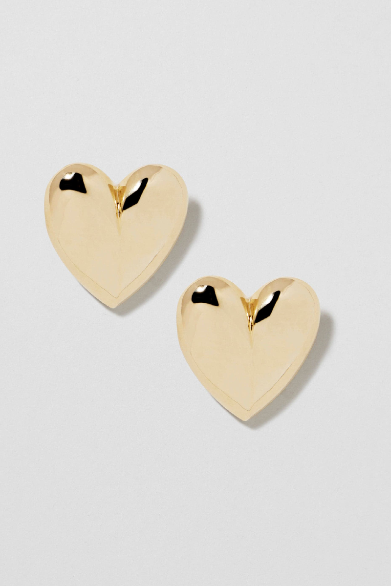 Jennifer Fisher - Small Puffy Heart Earrings - YLWGOLD