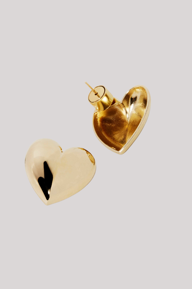 Jennifer Fisher - Small Puffy Heart Earrings - YLWGOLD