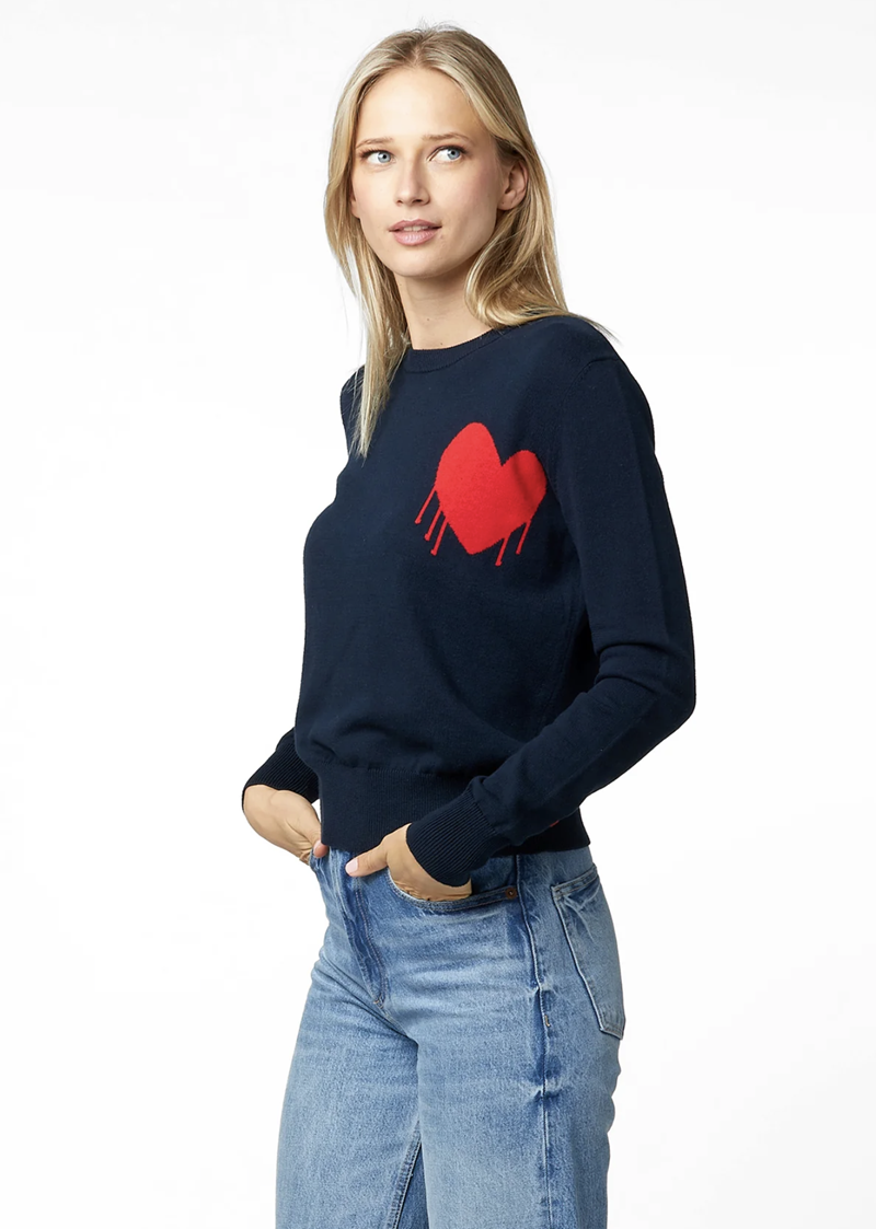 Kerri Rosenthal - Charli Drippy Heart Sweater - INDIGO