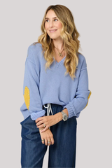 Kerri Rosenthal - Frenchy V-Neck Sweater - FRNCHBLU