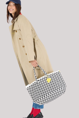 Kerri Rosenthal - KR Heart in Check Tote - BLKWHITE