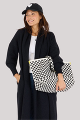 Kerri Rosenthal - KR Heart in Check Tote - BLKWHITE