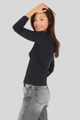 Kerri Rosenthal - Kr Long Sleeve Rib Tee - BLACK