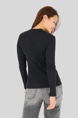 Kerri Rosenthal - Kr Long Sleeve Rib Tee - BLACK