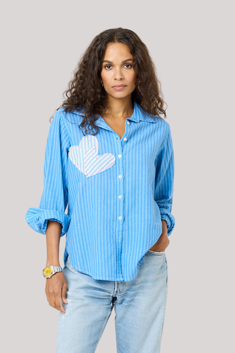 Kerri Rosenthal - Mia Stripe Patchwork Shirt - LTBLMDBL