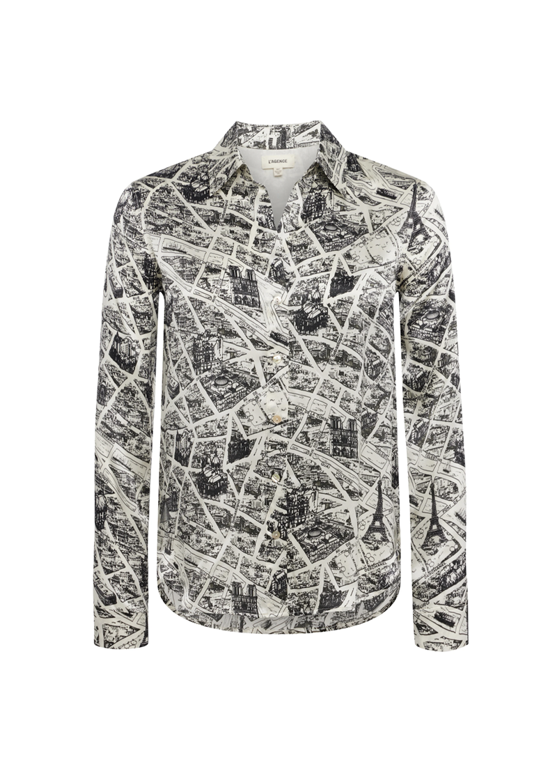 L'Agence - Tyler Long Sleeve Printed Shirt - ECRUMULT