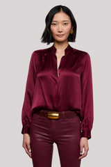 L'agence - Bianca Band Collar Blouse  - DARKPORT