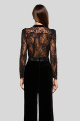 L'agence - Dorothea Velvet Lace Blouse - BLACK