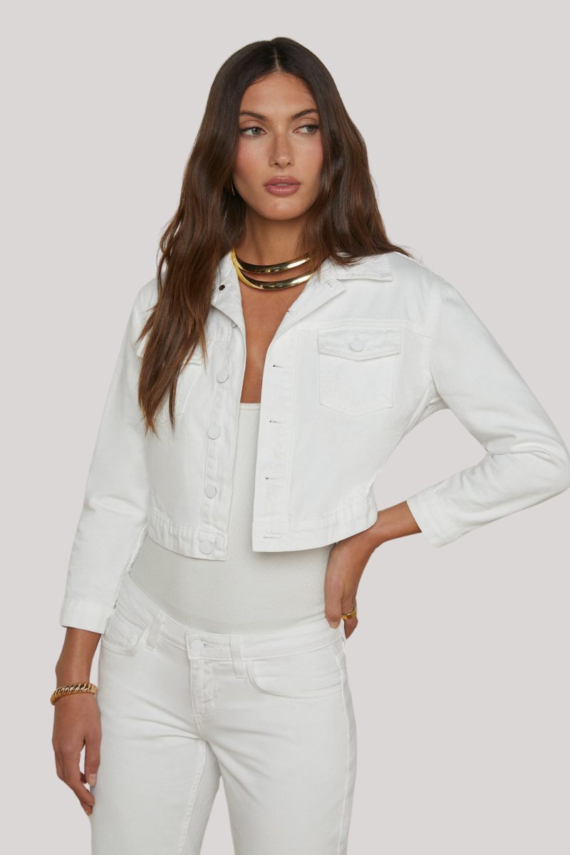 L'agence - Koda Cropped Denim Jacket - BLANC