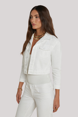 L'agence - Koda Cropped Denim Jacket - BLANC