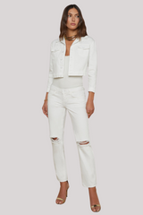 L'agence - Koda Cropped Denim Jacket - BLANC