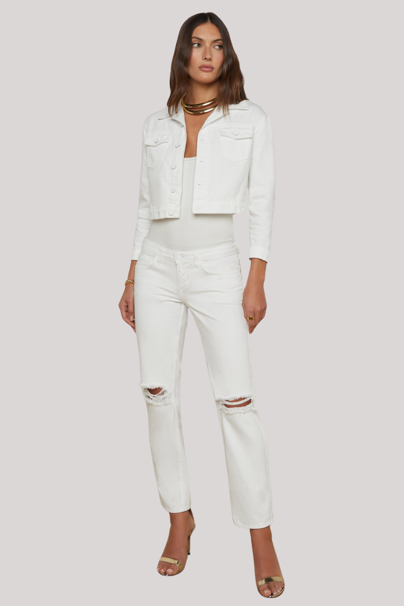 L'agence - Koda Cropped Denim Jacket - BLANC