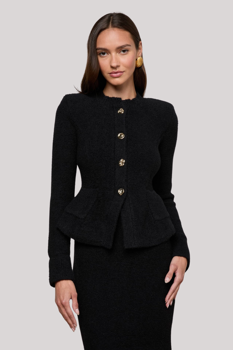 L'agence - Melissa Knit Flare Cardigan - BLKGOLD