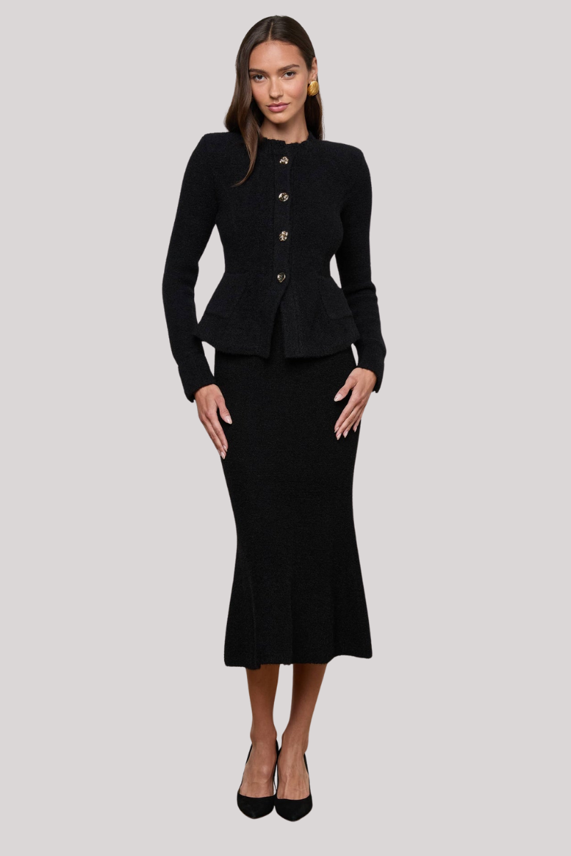 L'agence - Melissa Knit Flare Cardigan - BLKGOLD