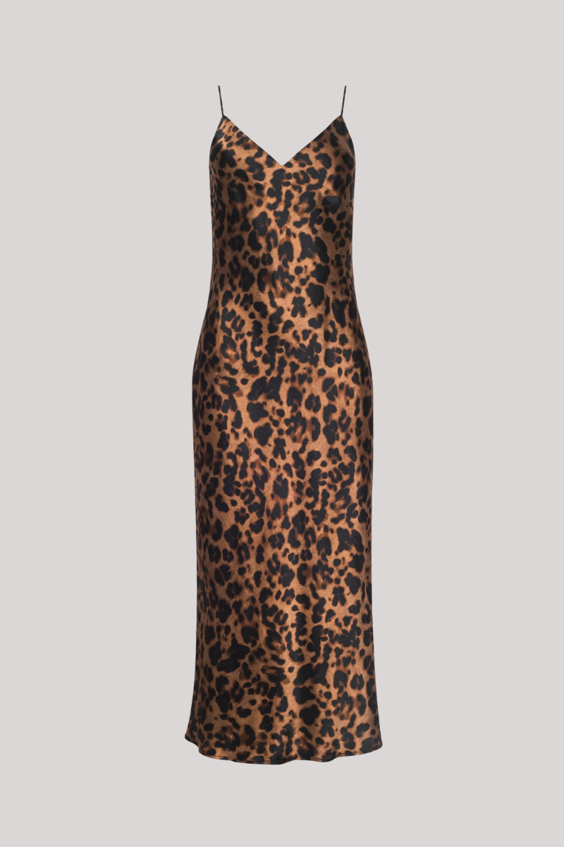 animal print slip dress L'AGENCE Seridie Silk Slip Dress In Brown Multi Amur Leopard
