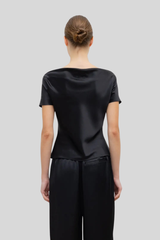 Leset - Barb Draped Neck Cap Sleeve - BLACK