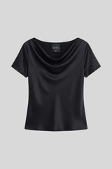 Leset - Barb Draped Neck Cap Sleeve - BLACK
