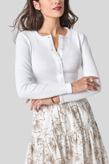 Lilla P - Mixed Media Cardigan - WHITE