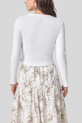Lilla P - Mixed Media Cardigan - WHITE