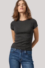 Lilla P - Ribbed Slub Crewneck Tee - BLACK