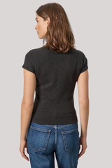 Lilla P - Ribbed Slub Crewneck Tee - BLACK