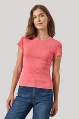 Lilla P - Ribbed Slub Crewneck Tee - GERANIUM