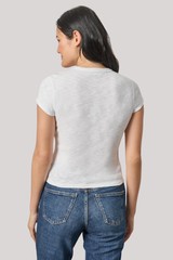 Lilla P - Ribbed Slub Crewneck Tee - WHITE