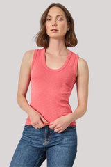 Lilla P - Ribbed Slub Scoop Neck Tank - GERANIUM