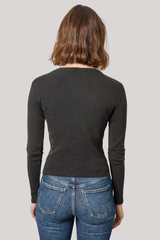 Lilla P - Snap V-Neck Cardigan - BLACK