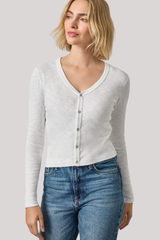 Lilla P - Snap V-Neck Cardigan - WHITE