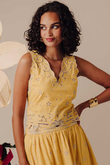 Love The Label - Valda Embroidery Lace Top - CANARY