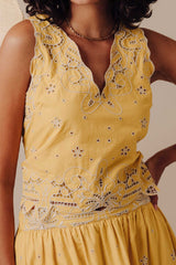 Love The Label - Valda Embroidery Lace Top - CANARY