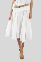 Luna Luz - Isabella Linen Gauze Skirt - WHITE