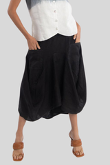 Luna Luz - Linen Francesca Skirt - BLACK
